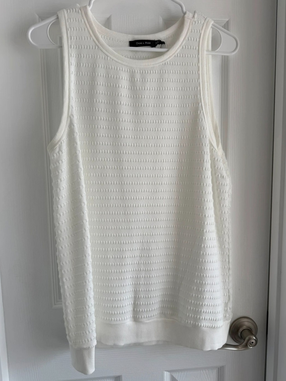 Doe & Rae Cream Textured Knit Tank Top